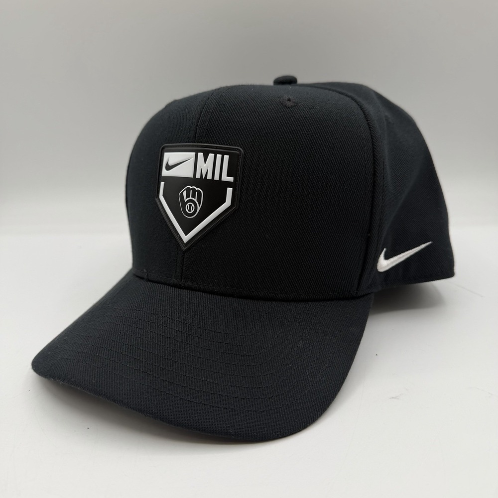 Nike Milwaukee Brewers Hat Cap Sz L/XL Snapback Adjustable Black MLB Baseball